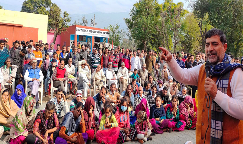 Jugal Kishore MP held Public Meeting at Village Kuthar in Nagrota Constituency